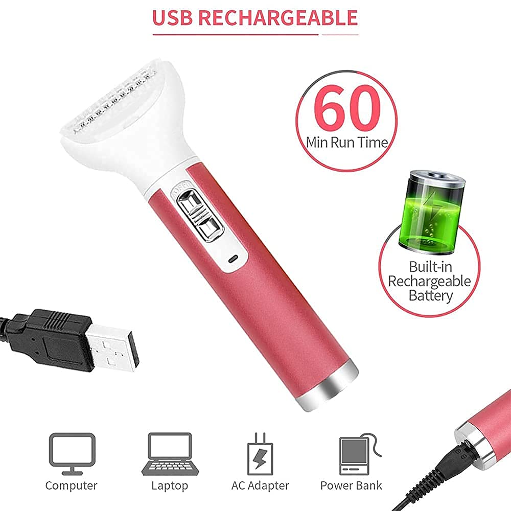 Maroon Asteria 5-in-1 women epilator and eyebrow trimmer with shaver for hair removal and grooming.