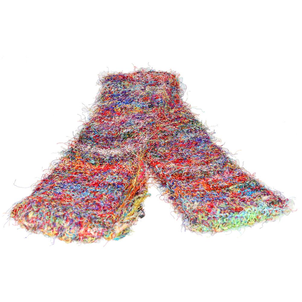 Handmade hemp and wool woven fashion stole from Silver Hestia, showcasing intricate craftsmanship and natural fibers.