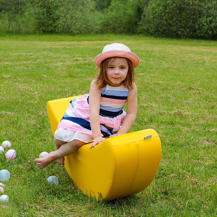 Blush Apricot IGLUSOFTPLAYR banana-shaped furniture piece with soft, colorful design for children&