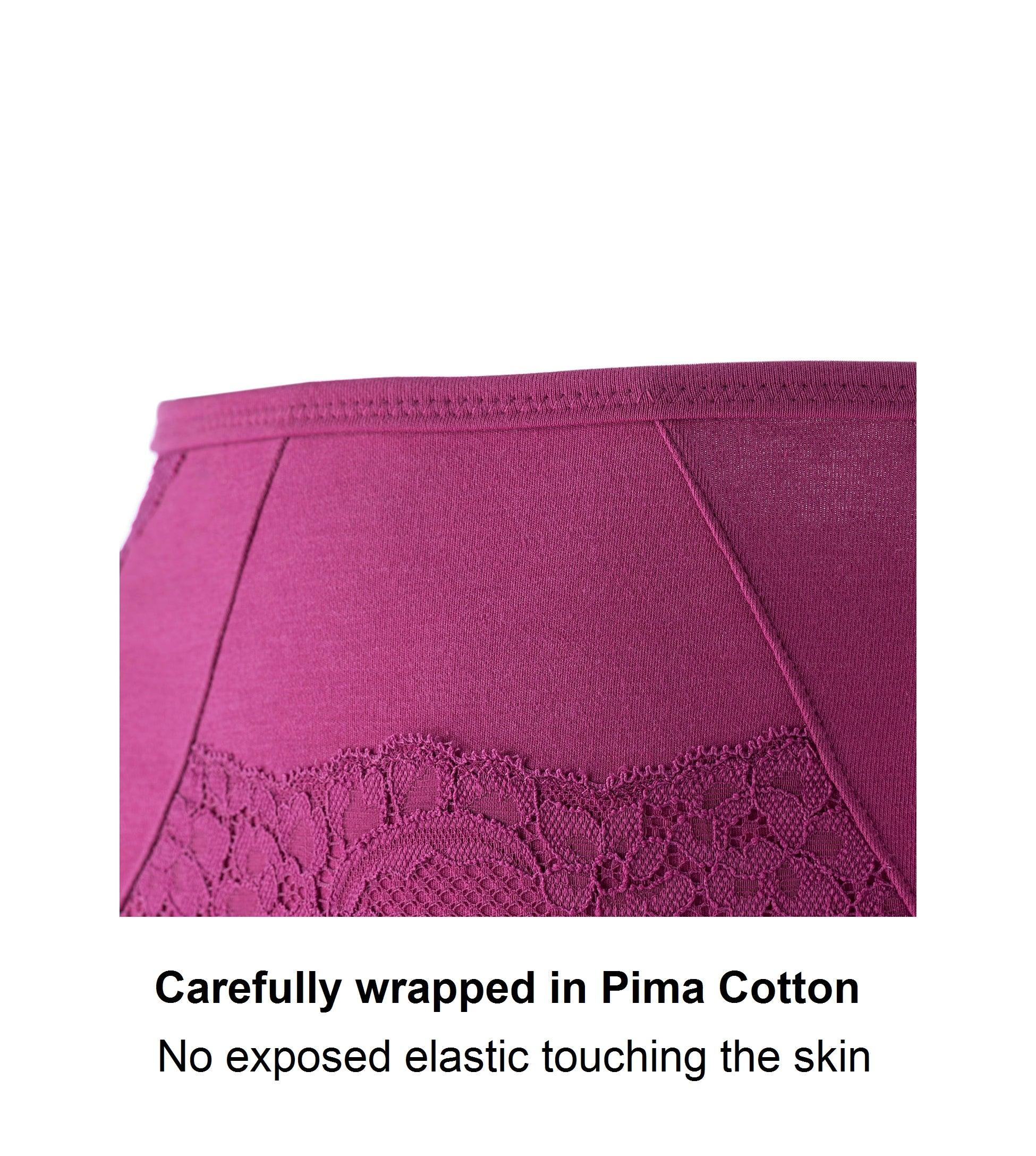 Fuchsia high-waisted silk and organic cotton full brief lingerie by Copper Antilochus, showing smooth fabric and comfortable fit.