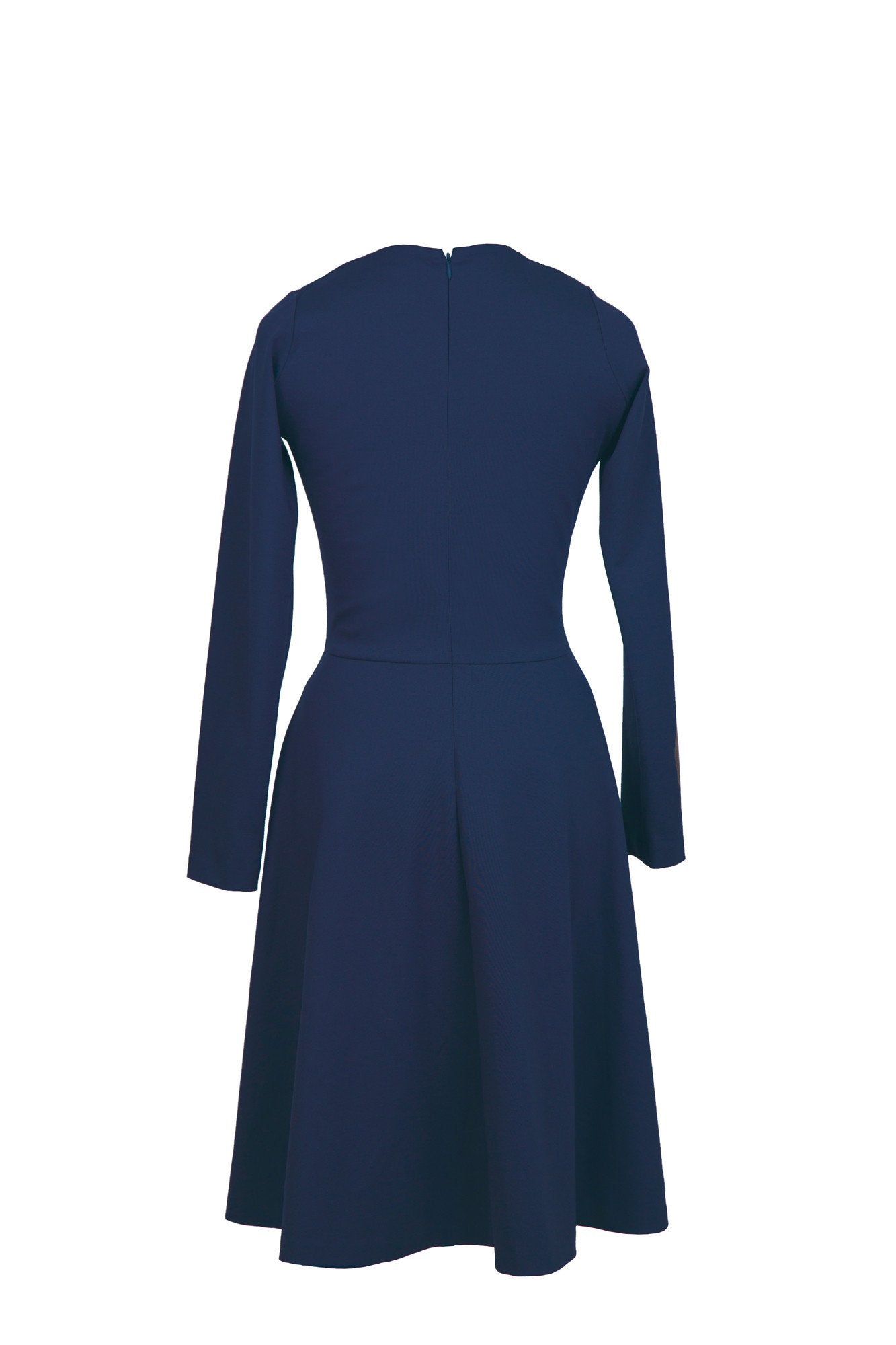 Salmon Bella blue swing dress with full back view, lightweight fabric, and flowing silhouette perfect for casual wear.