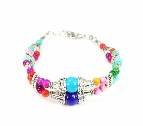 Double strand marbled beaded bracelet by Silver Hestia featuring sleek, textured beads on a stylish jewelry accessory.