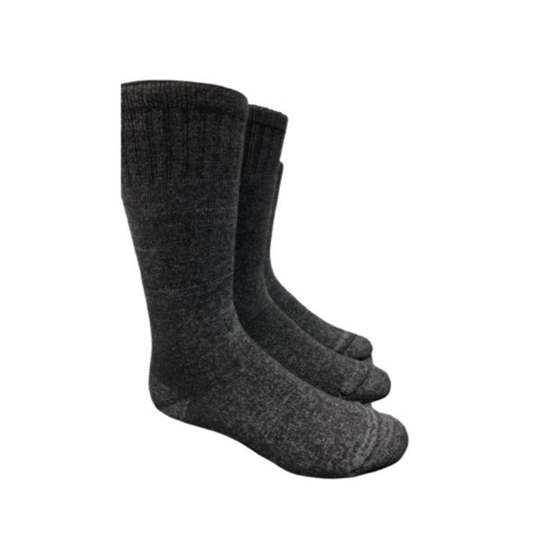 Olive Prometheus Sierra Socks for men and women, full cushion hiking and hunting socks, displayed in a 3-pack on a white background.