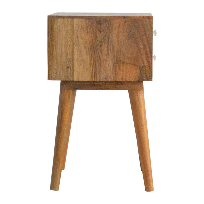 Black floral screen printed Jade Epimetheus bedside furniture with intricate floral design and sleek black finish.