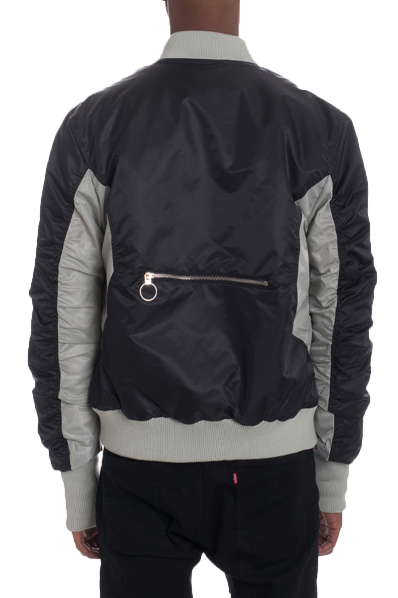 Lime Milo Bolden Two Tone Bomber jacket in black and brown, stylish men&