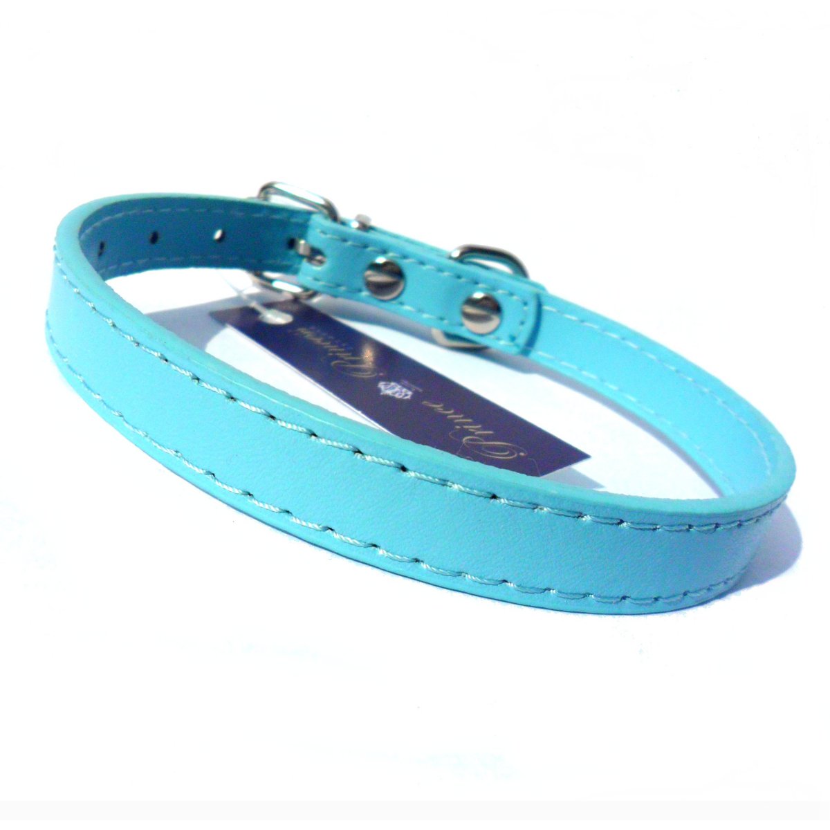 Blue Kensington Plain Dog Collar by Salmon Oscar, durable pet collar with simple design for dogs.