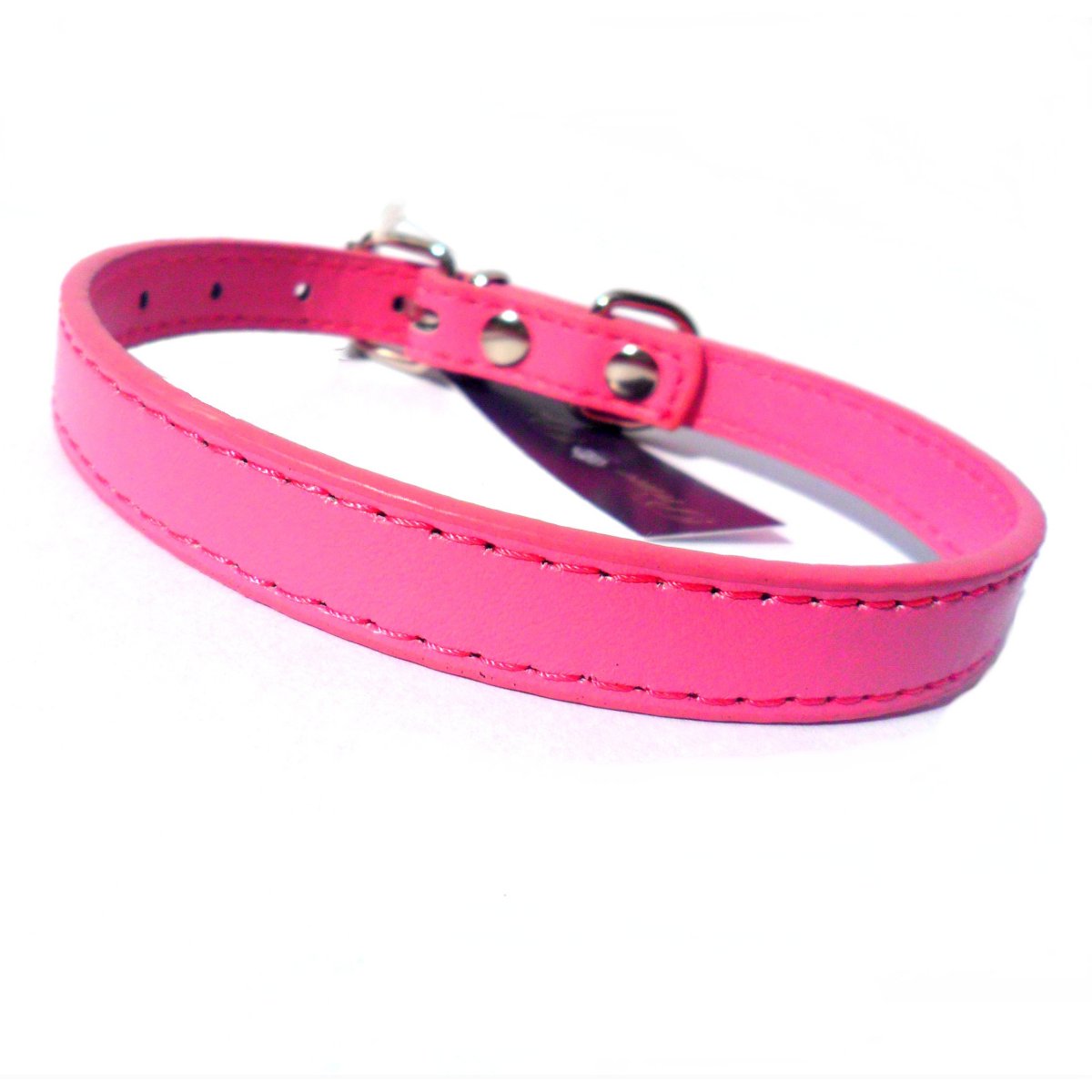 Salmon Oscar Kensington plain dog collar in durable fabric with a metal buckle, suitable for small to medium pets.