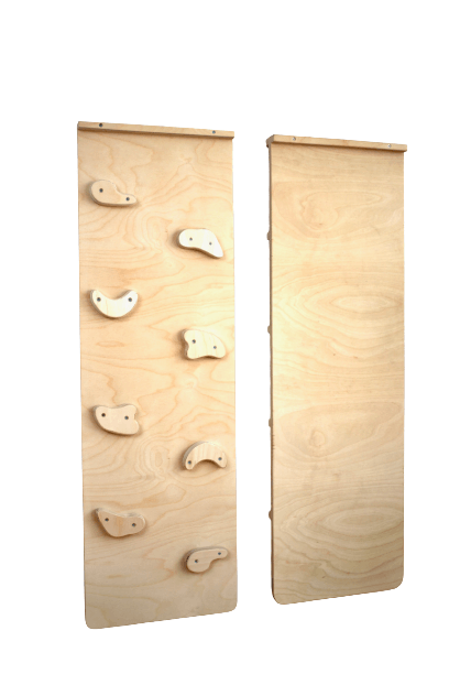 Red Oceanus reversible rockwall climbing and sliding ramp for kids, made of durable furniture-grade materials.