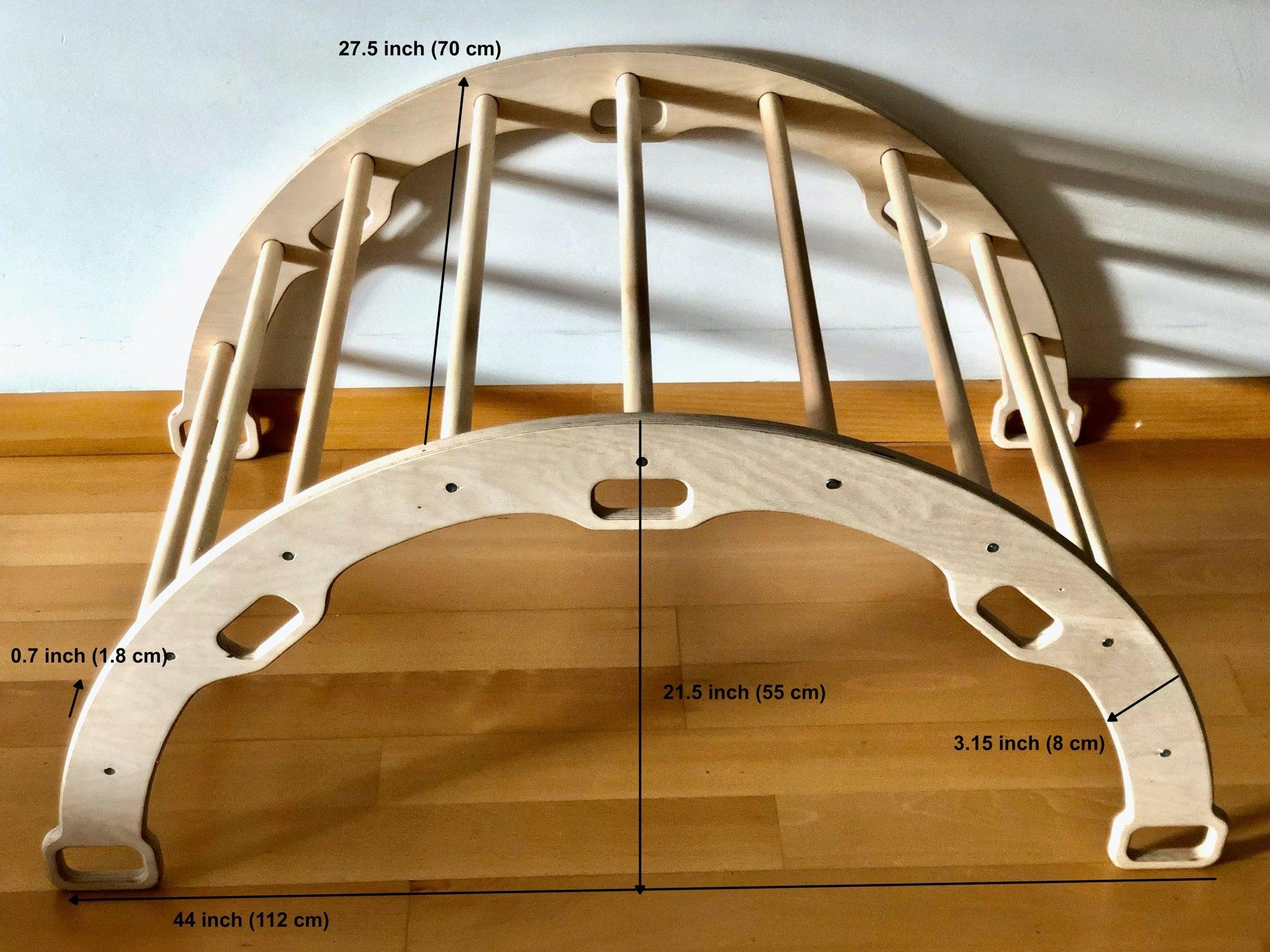 Red Oceanus Montessori climbing arch and ramp furniture for children, promoting active play and motor skill development.