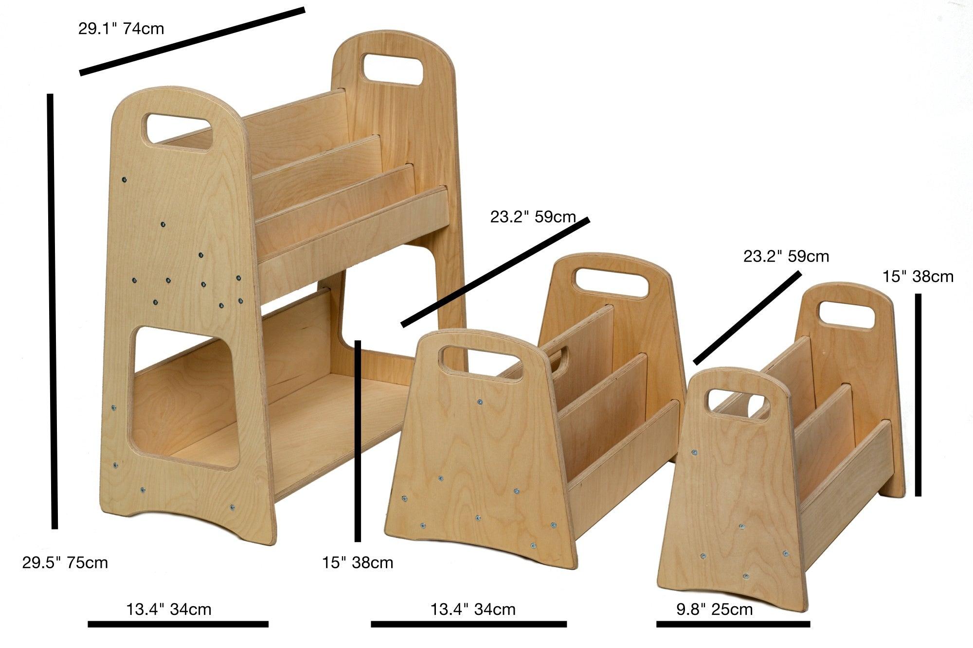 Small wooden bookshelf from Red Oceanus, compact furniture piece with multiple shelves for organizing books.