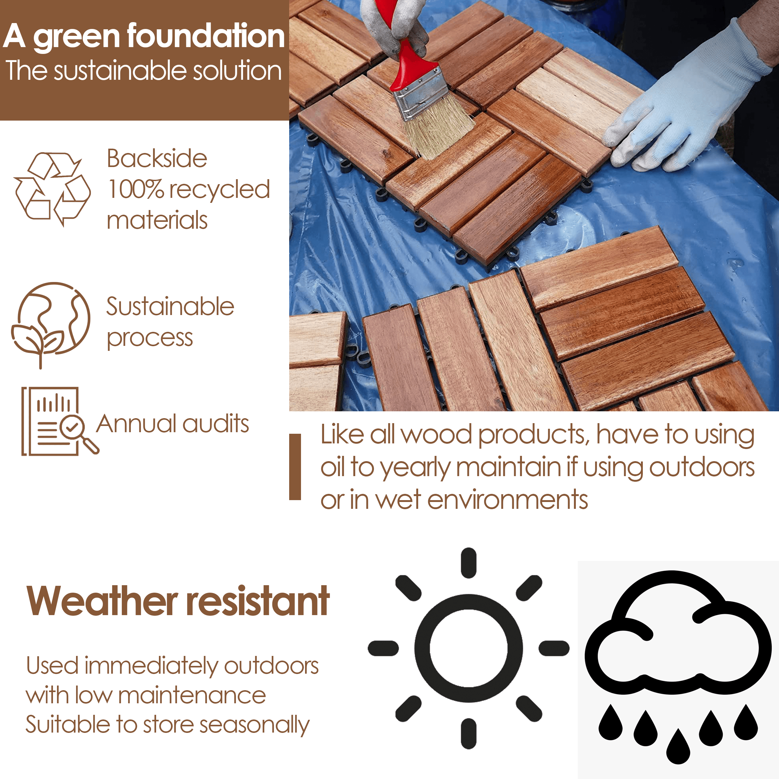 Teal Crius hardwood interlocking patio deck tiles arranged on outdoor flooring for easy home decor installation.
