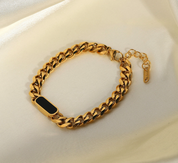 Mystic black Hayden bracelet by Lime Cress featuring sleek jewelry design with black beads and metallic accents.
