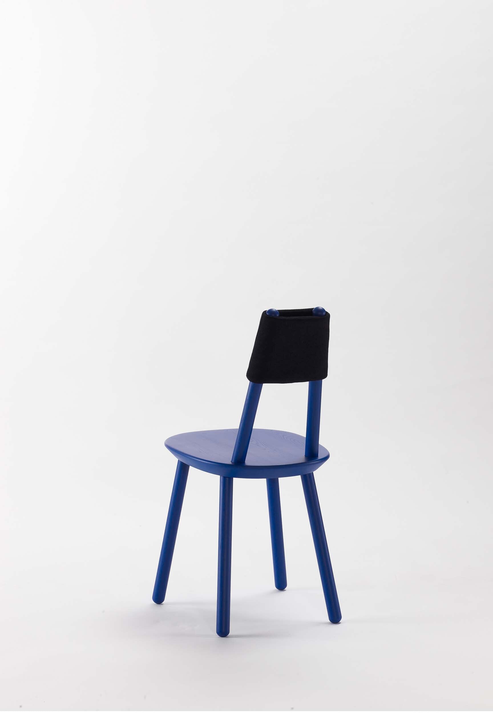 Aquamarine Poppy Naïve Dining Chair with sleek blue design and wooden legs, modern furniture for dining rooms.