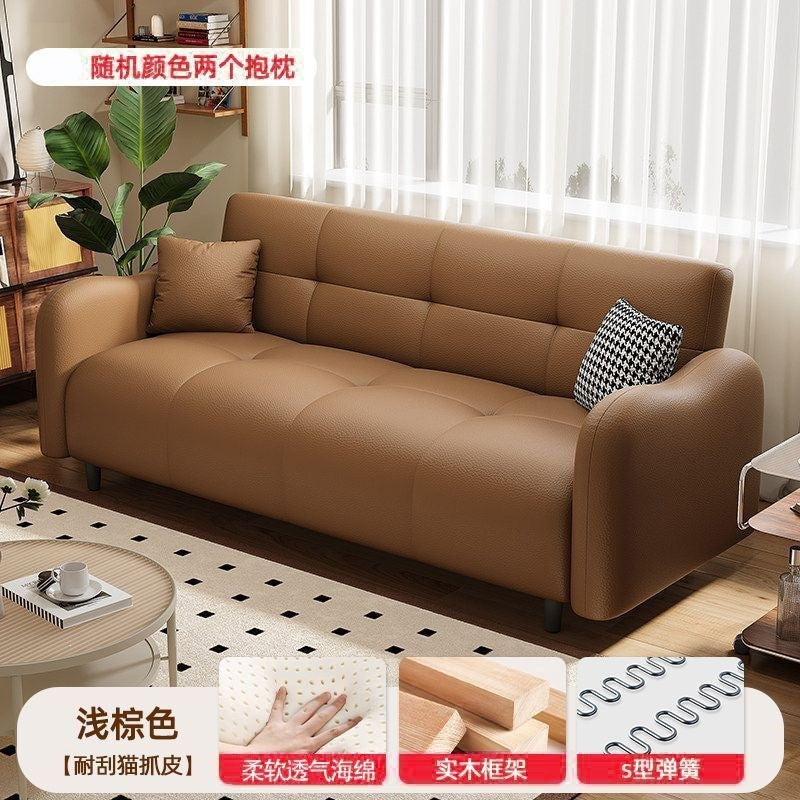 Sofa small apartment new cat-scratch leather sofa bed, office sofa bed, modern minimalist, living room foldable for dual use