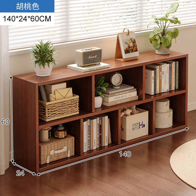Carefully selected simple bookshelf low cabinet, small apartment living room, large capacity floor-standing INS style long strip storage cabinet against the wall and balcony