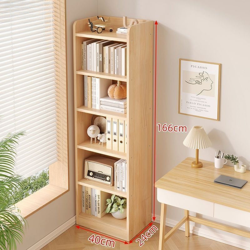 Floor-standing storage rack, simple wooden bookcase, multi-story bedroom and living room storage cabinet for home use, wall-mounted integrated storage cabinet