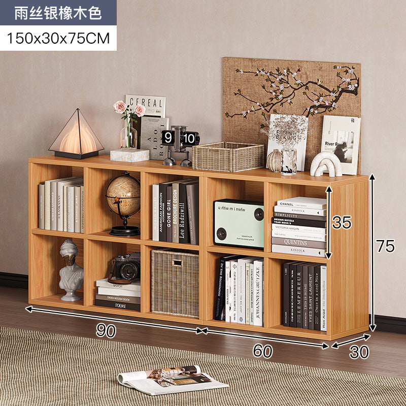 Carefully selected simple bookshelf low cabinet, small apartment living room, large capacity floor-standing INS style long strip storage cabinet against the wall and balcony