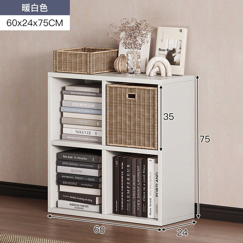 Carefully selected simple bookshelf low cabinet, small apartment living room, large capacity floor-standing INS style long strip storage cabinet against the wall and balcony