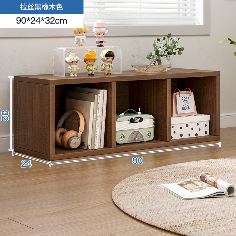 Carefully selected simple bookshelf low cabinet, small apartment living room, large capacity floor-standing INS style long strip storage cabinet against the wall and balcony
