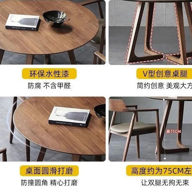 Nordic light luxury solid wood dining table, home leisure balcony small table, Hiroshima chair combination, café reception and negotiation table