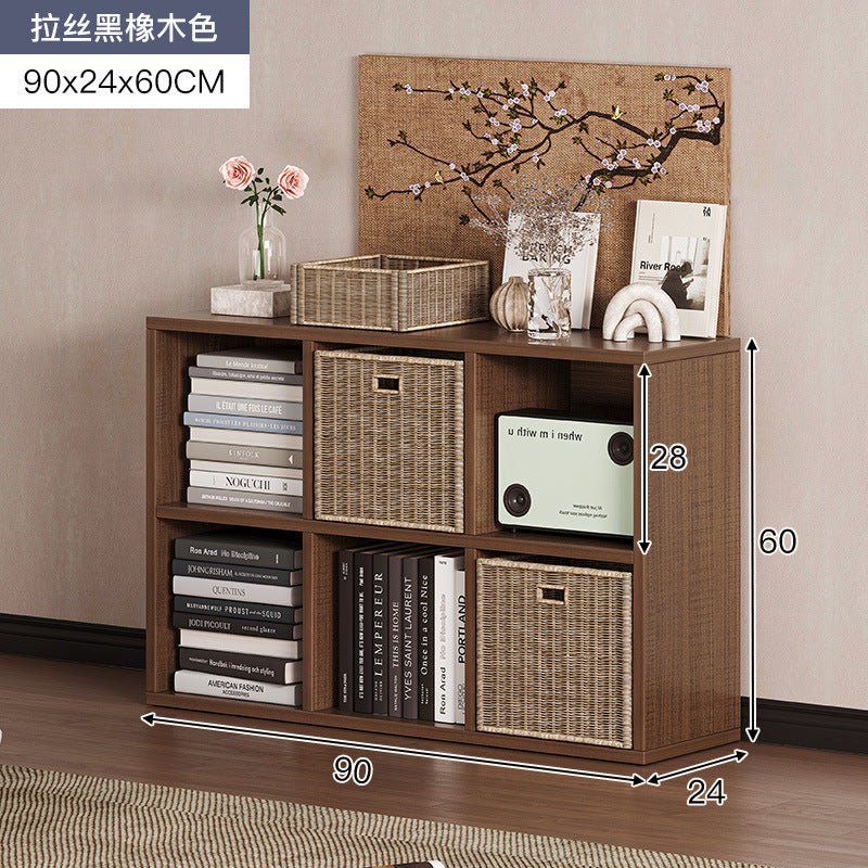 Carefully selected simple bookshelf low cabinet, small apartment living room, large capacity floor-standing INS style long strip storage cabinet against the wall and balcony