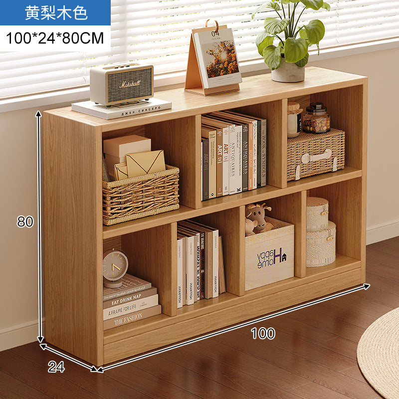 Carefully selected simple bookshelf low cabinet, small apartment living room, large capacity floor-standing INS style long strip storage cabinet against the wall and balcony