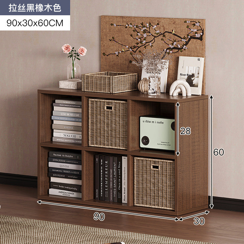 Carefully selected simple bookshelf low cabinet, small apartment living room, large capacity floor-standing INS style long strip storage cabinet against the wall and balcony