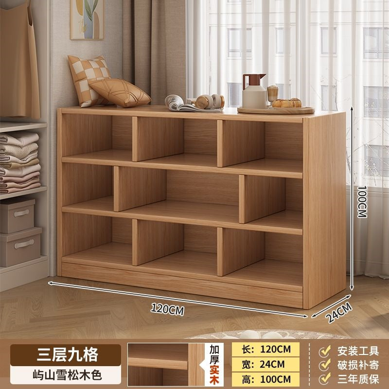 Solid wood bookshelf storage cabinet integrated wall-mounted living room storage cabinet wall-side narrow cabinet bedroom cubicle cabinet storage cabinet