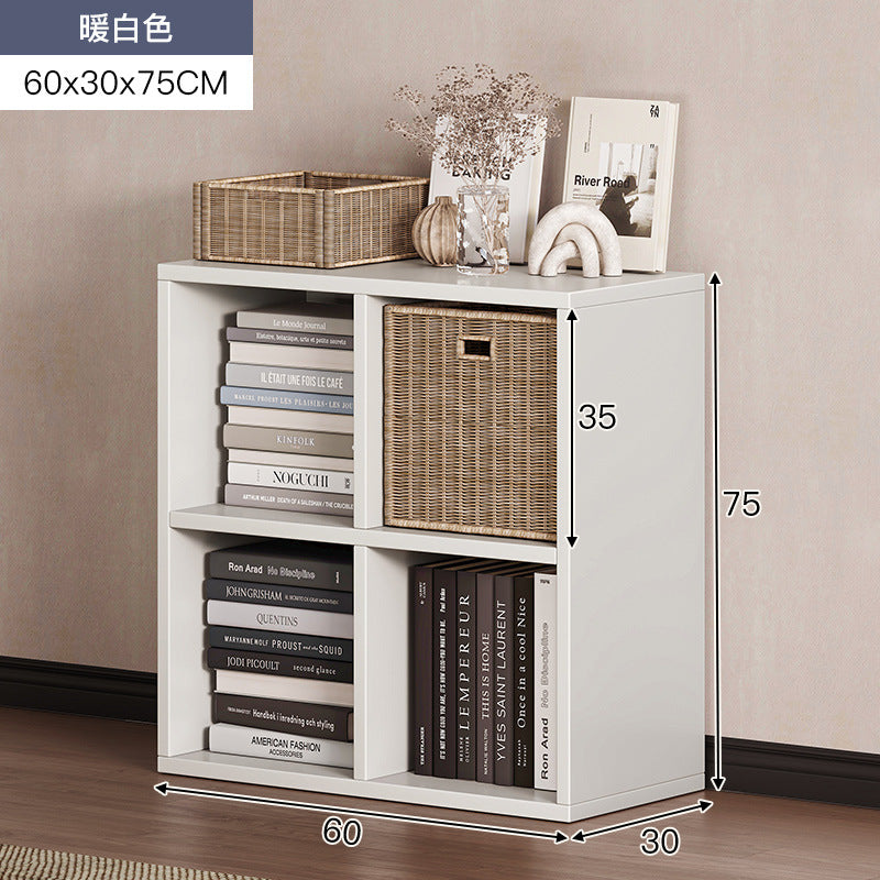 Carefully selected simple bookshelf low cabinet, small apartment living room, large capacity floor-standing INS style long strip storage cabinet against the wall and balcony