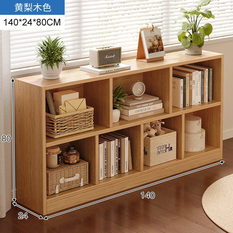 Carefully selected simple bookshelf low cabinet, small apartment living room, large capacity floor-standing INS style long strip storage cabinet against the wall and balcony