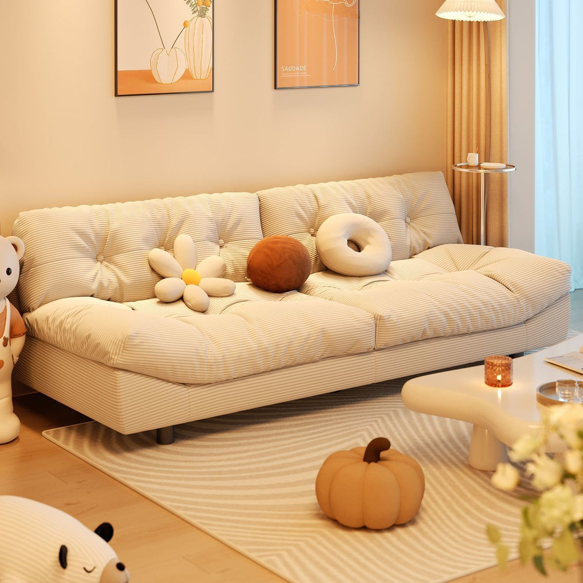 Yunduo sofa small apartment for home use, two-person internet-famous fully renovated rental apartment, straight row 2026 fabric sofa living room