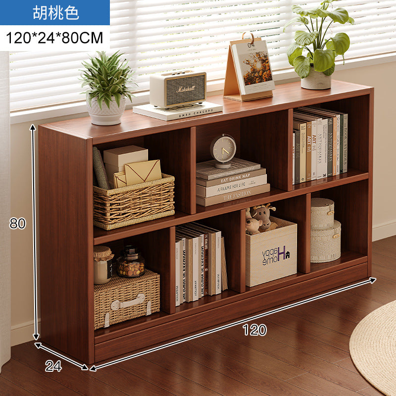 Carefully selected simple bookshelf low cabinet, small apartment living room, large capacity floor-standing INS style long strip storage cabinet against the wall and balcony