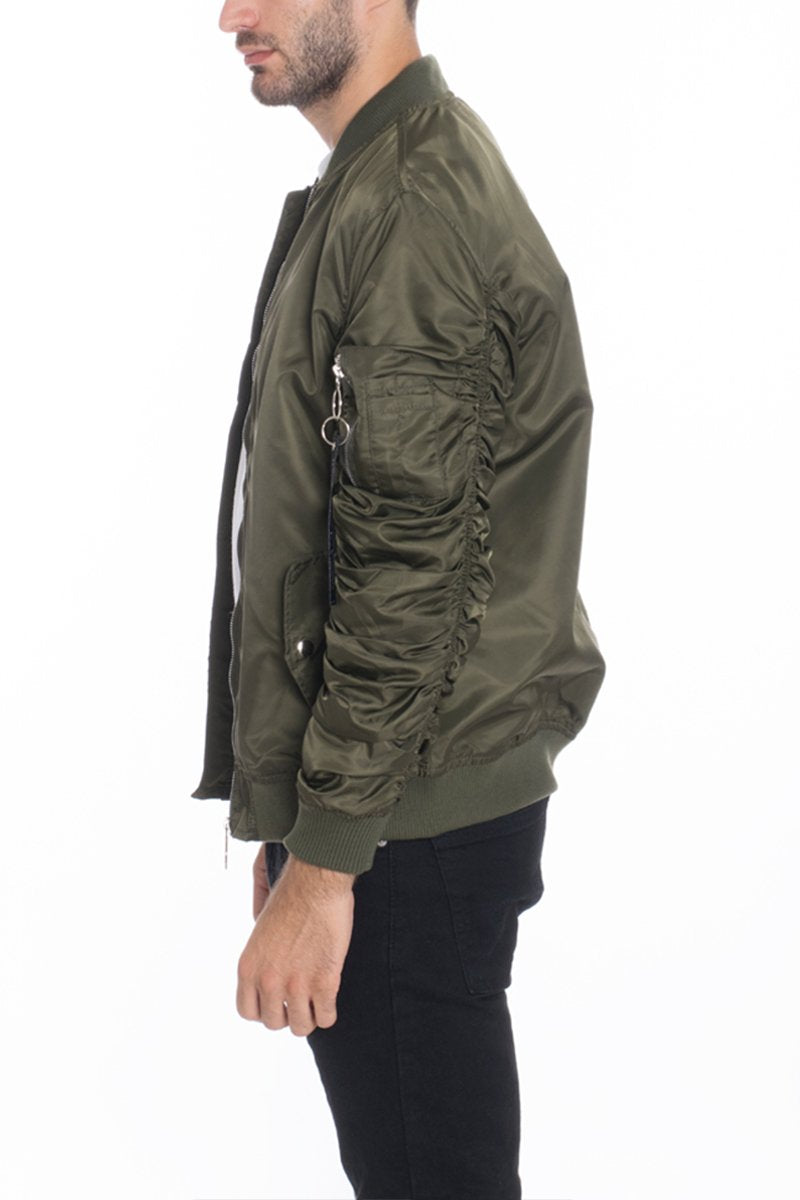 Lime Milo Flight Lined Bomber Jacket for activewear, shown in black with sleek design and subtle lining details.