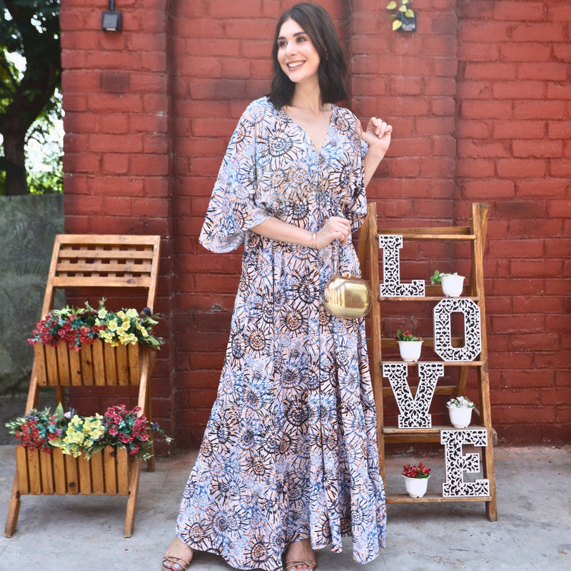 Jade Poppy one-size maxi dress with a flowing summer style, featuring lightweight fabric and a relaxed fit.