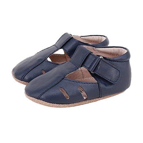 Rose Chestnut Dakota Baby & Toddler First Walker Shoes in navy, soft footwear for infants with velcro straps and comfortable soles.