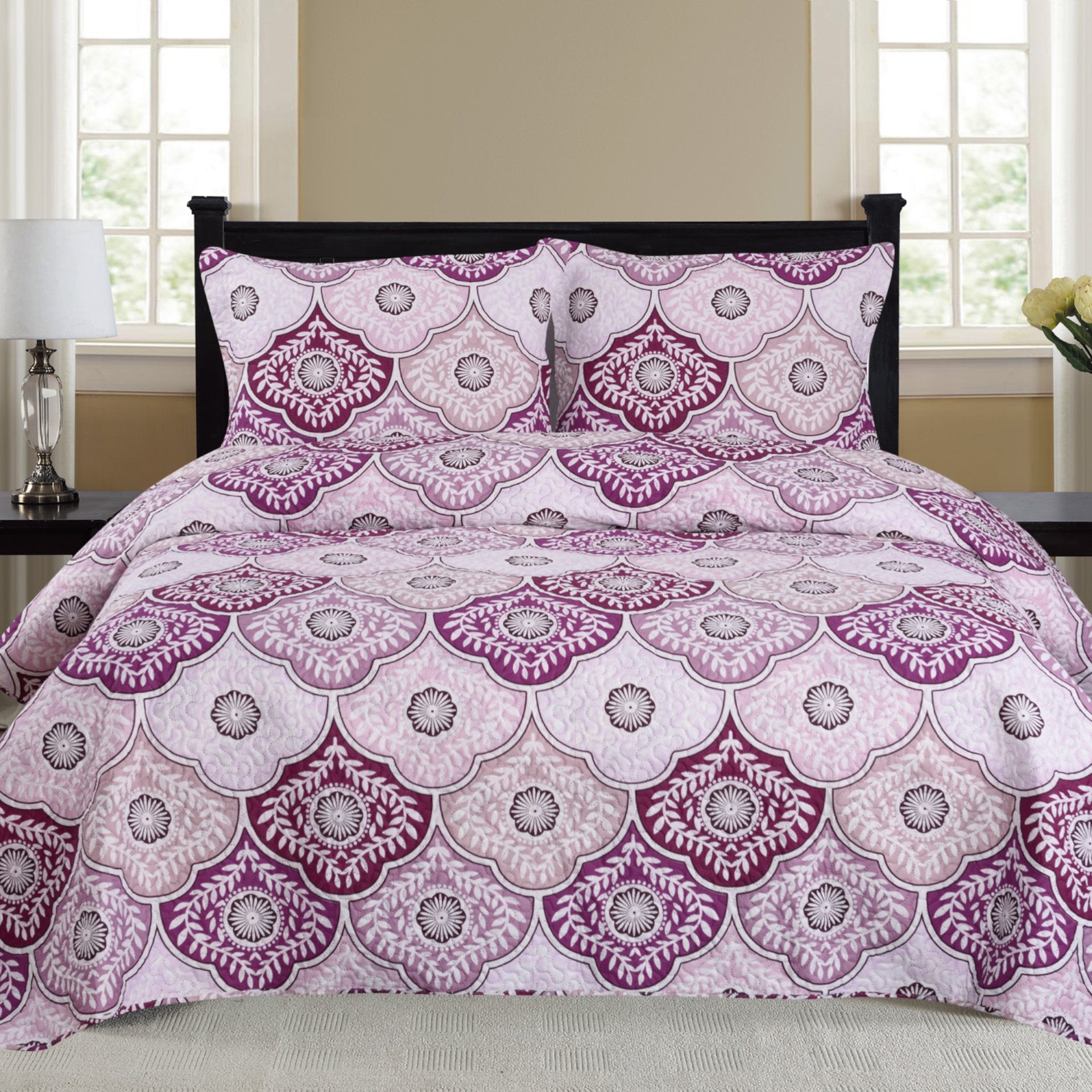 Azure Zeus Nikki 3-piece purple quilt set for beds and blankets with soft, cozy fabric and stylish design.