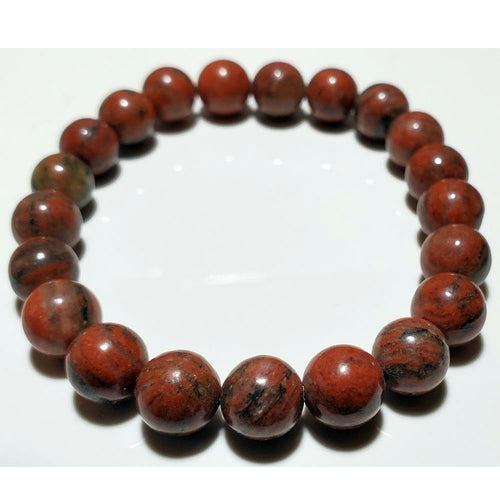 Red Jasper beaded elastic stretch bracelet from Silver Hestia with 8mm polished red gemstone beads for jewelry accessory.