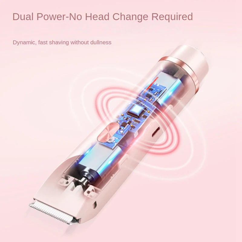 Maroon Asteria 2-in-1 bikini trimmer and electric shaver for women, designed for pubic hair grooming and haircare.
