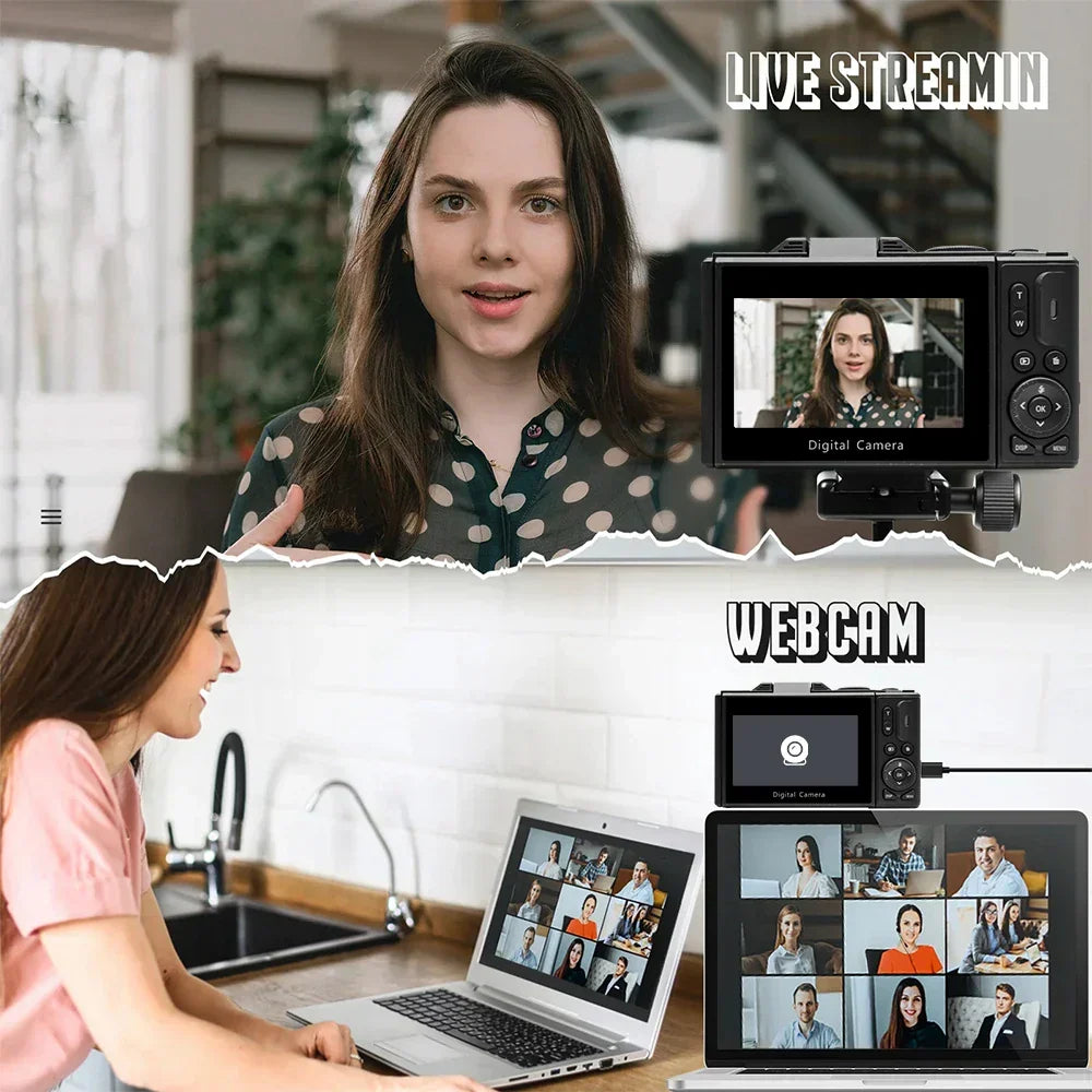 4K Digital Camera for Photography 64MP Vlogging Black