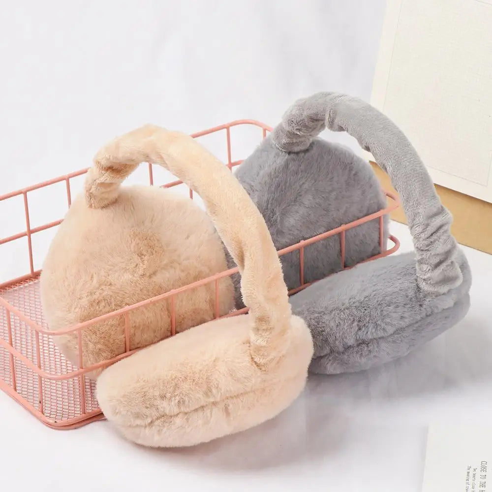Maroon Asteria plush winter earmuffs for women and men, solid color ear warmers with soft, cozy design for autumn and winter.
