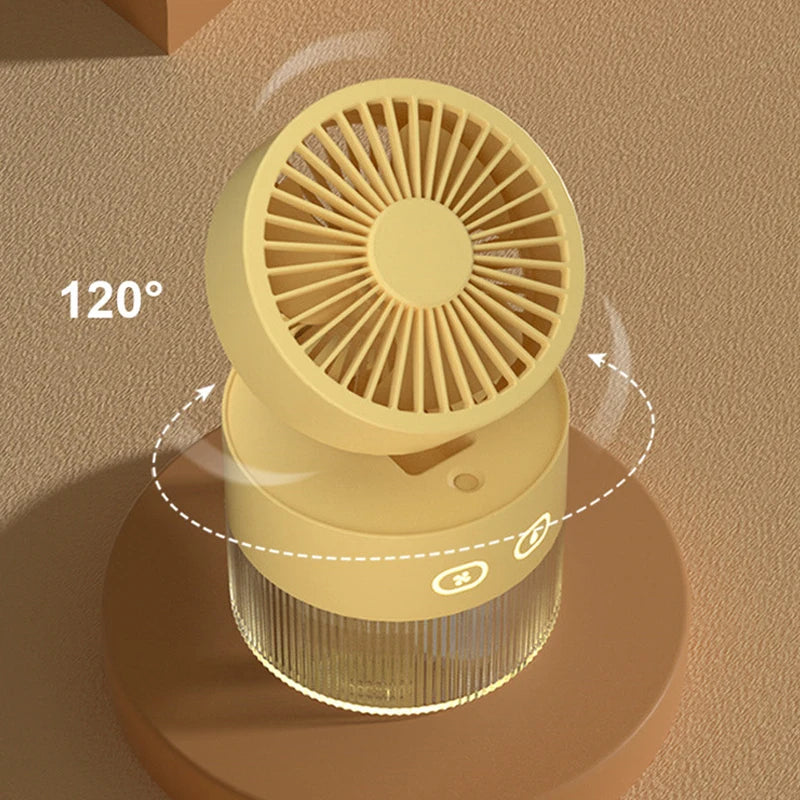 Maroon Asteria USB mini spray cooling fan with foldable turbine design for desktop cooling and portable cold air circulation.