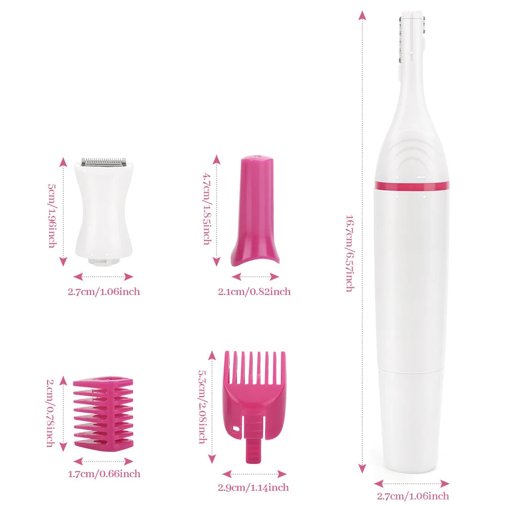 Maroon Asteria Electric 5-in-1 hair removal and shaver machine for women, compact mini trimmer and razor for smooth skin.