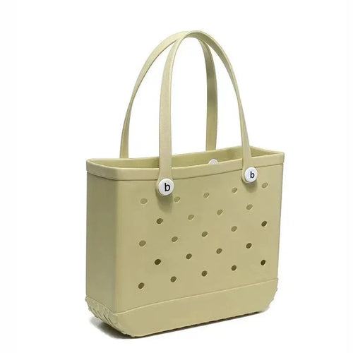 Raspberry Eurybia waterproof EVA rubber beach tote bag with stylish design, perfect for seaside outings and summer days.
