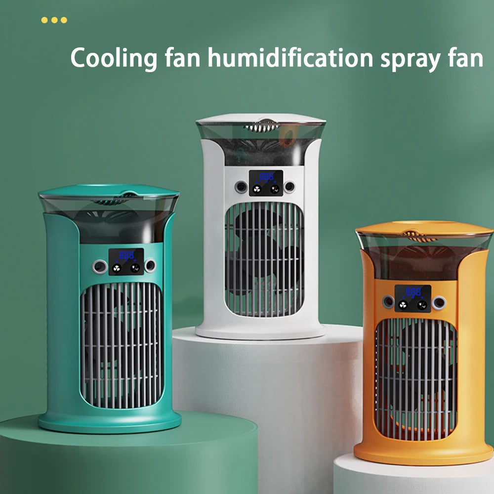 Maroon Asteria portable rechargeable quiet cool air fan with built-in humidifier, compact desktop home improvement device.