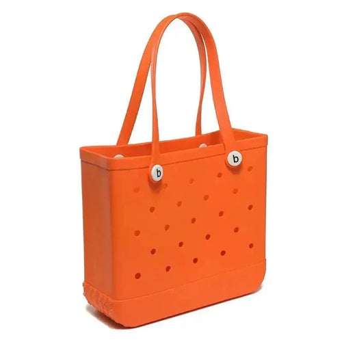 Raspberry Eurybia EVA rubber waterproof beach tote bag with spacious interior and stylish design, ideal for beach and outdoor use.
