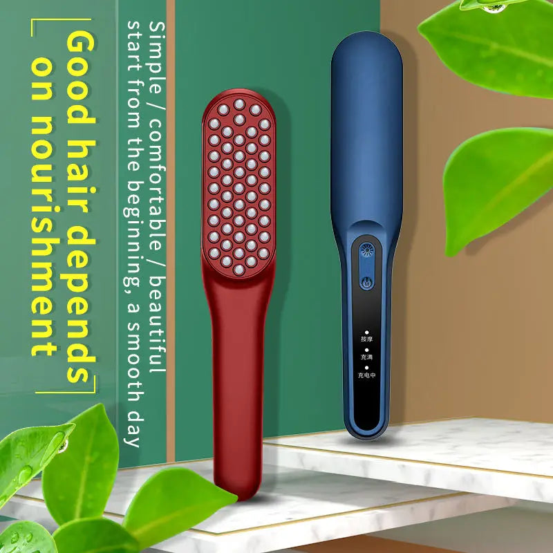 Maroon Asteria electric massage comb for hair, featuring a sleek design and multiple massage nodes for scalp relaxation.