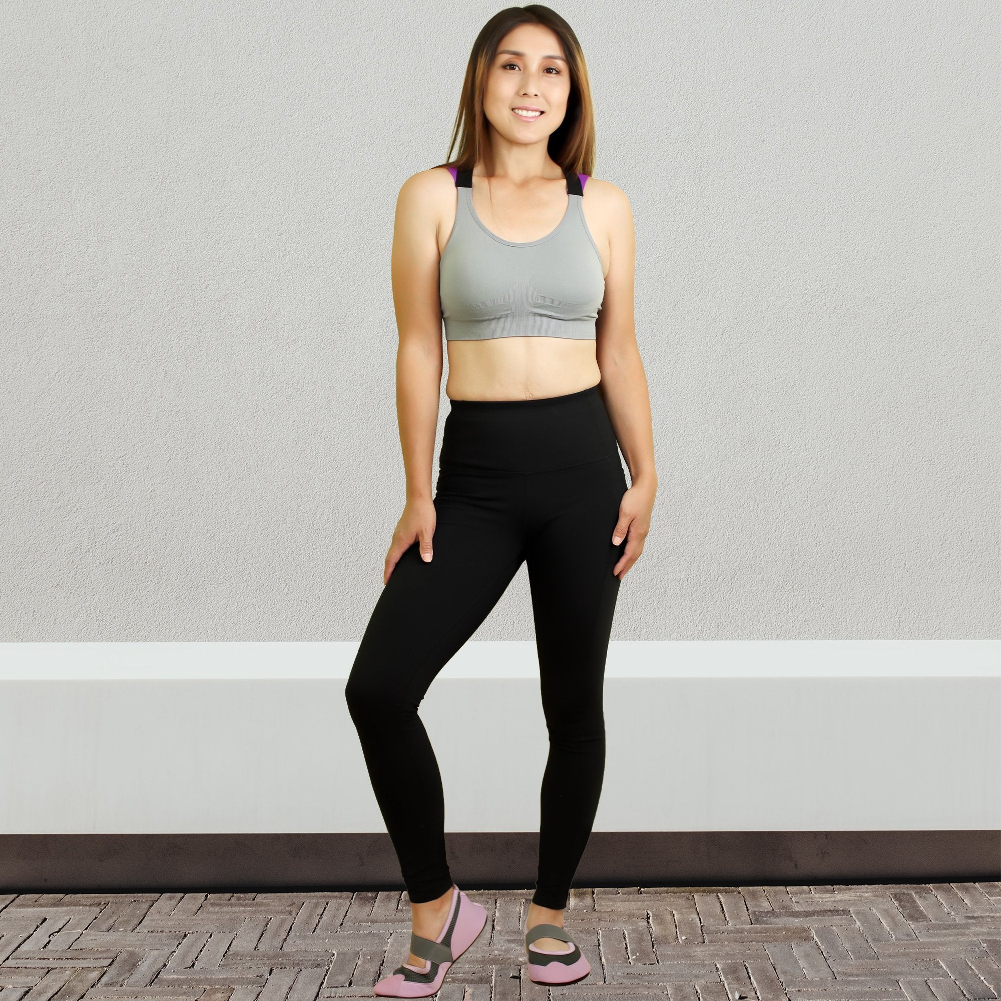 Crimson Gaia SOBEYO gray padded sports bra with elastic straps and cross back design, ideal for activewear and exercise.
