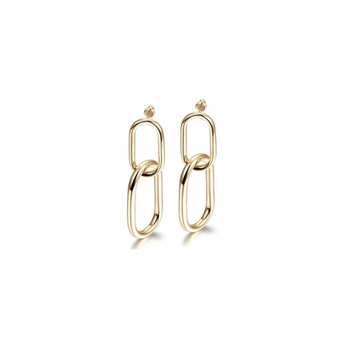 Lavender Phoebe interlocking hoop earrings in polished metal, showcasing their stylish circular design and clasp closure.