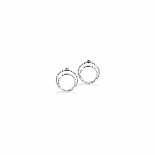 Double layered hoop earrings by Lavender Phoebe, shiny silver jewelry with a stylish, modern design.