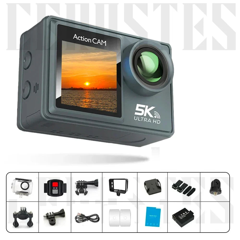 5K Ultra HD Action Camera with Electronic Stabilization Grey